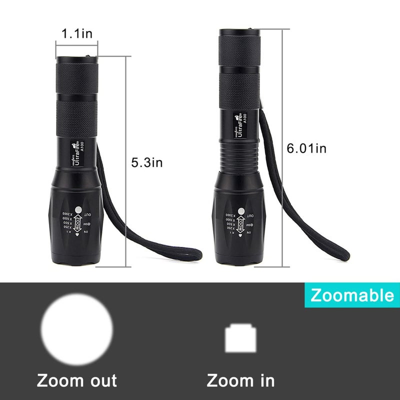 ULTRAFIRE A100 Tactical LED Flashlight Mini,800 Lumen Hunting Handheld Flashlight Focusable 3 Colors Exchange Glass Lens (Generate RED or Green Light) - Image 4